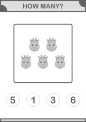How Many Giraffe face. Worksheet for kids
