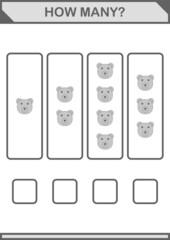 How Many Bear face. Worksheet for kids