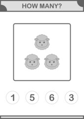 How Many Sheep face. Worksheet for kids