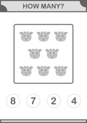 How Many Deer face. Worksheet for kids