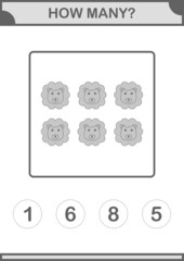 How Many Lion face. Worksheet for kids