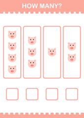 How Many Pig face. Worksheet for kids