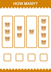 How Many Bear face. Worksheet for kids