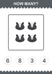 How Many Skunk face. Worksheet for kids