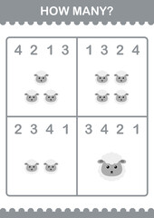 How Many Sheep face. Worksheet for kids