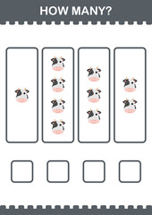 How Many Cow face. Worksheet for kids