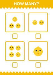 How Many Chicken face. Worksheet for kids