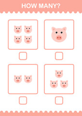 How Many Pig face. Worksheet for kids