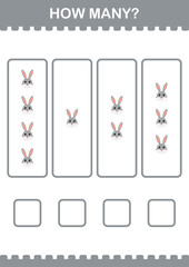 How Many Rabbit face. Worksheet for kids
