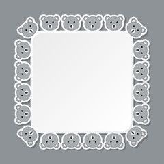 Koala with square frame for banner, poster, and greeting card