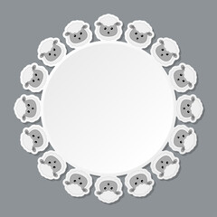 Sheep with round frame for banner, poster, and greeting card