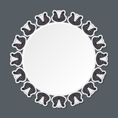 Skunk with round frame for banner, poster, and greeting card
