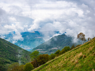 Obraz na płótnie Canvas Landscape of Lake Como from the mountains of Valassina