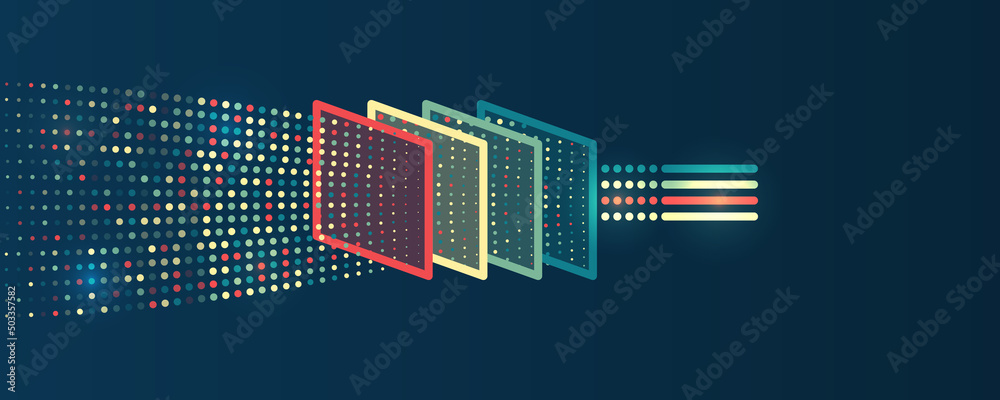 Aufkleber Big data visualization. A dynamic array of information. Data sorting process. Big data stream futuristic infographics. File structuring, machine learning.