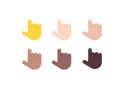 All Skin Tones Backhand Index Pointing Up Gesture Emoticon Set. Backhand Index Pointing Up Emoji Set