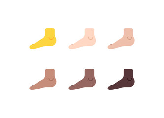 All Skin Tones Foot Emoticon Set. Foot Emoji Set