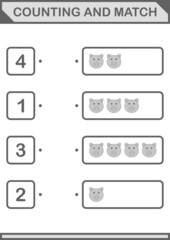 Counting and match Pig face. Worksheet for kids