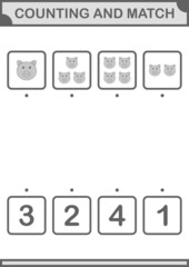 Counting and match Pig face. Worksheet for kids