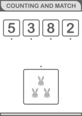 Counting and match Rabbit face. Worksheet for kids