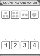 Counting and match Lion face. Worksheet for kids