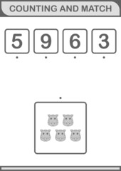 Counting and match Zebra face. Worksheet for kids