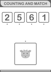 Counting and match Deer face. Worksheet for kids