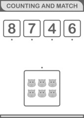 Counting and match Leopard face. Worksheet for kids