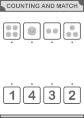 Counting and match Sheep face. Worksheet for kids