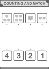 Counting and match Panda face. Worksheet for kids
