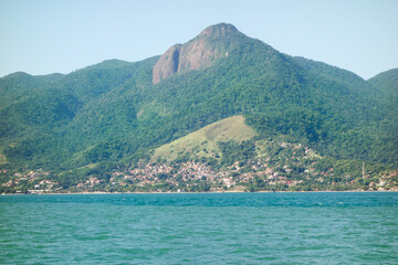 Fototapeta na wymiar panoramic view of Ilhabela island and bay in Sao Paulo coastline, Brazil