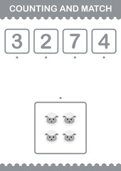 Counting and match Sheep face. Worksheet for kids