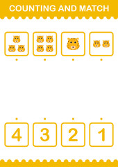 Counting and match Leopard face. Worksheet for kids
