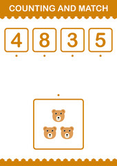 Counting and match Bear face. Worksheet for kids