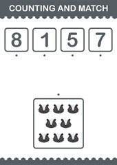 Counting and match Skunk face. Worksheet for kids