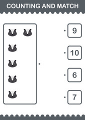Counting and match Skunk face. Worksheet for kids