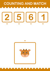 Counting and match Deer face. Worksheet for kids