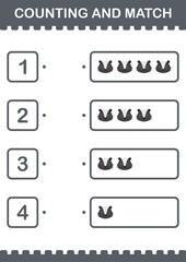 Counting and match Skunk face. Worksheet for kids