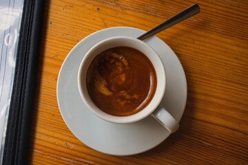 Espresso Tasse Kaffee, mit Löffel,   Symbolbild , Symbol 