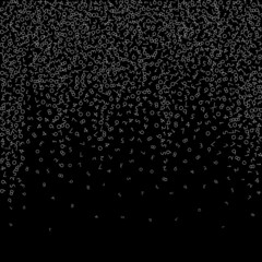 Falling numbers, big data concept. Binary white disorderly flying digits. Eminent futuristic banner on black background. Digital vector illustration with falling numbers.