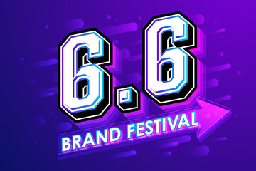 6.6 Brand Festival. Futuristic text speech marketing banner design. Vector illustration