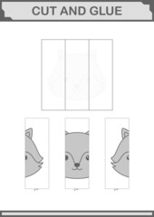 Cut and glue Fox face. Worksheet for kids