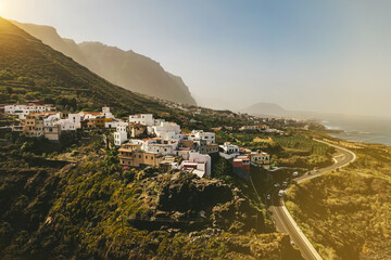Landscape with coastal village at Tenerife, Canary Islands, Spain.