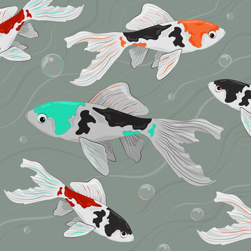 Vector illustration with fish in anime style