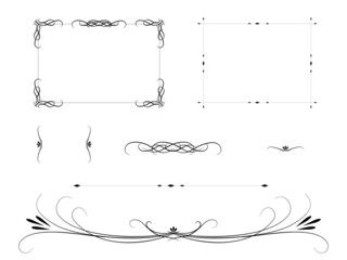 手描きのお洒落な飾り罫とフレームのセット