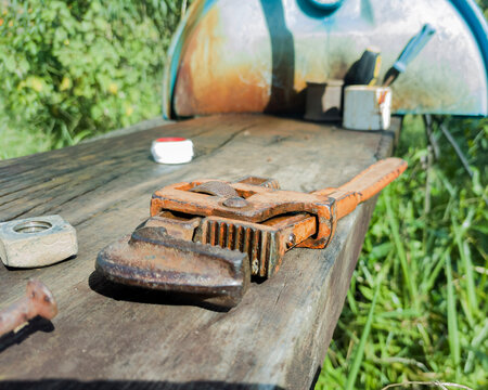 old rusty wrench