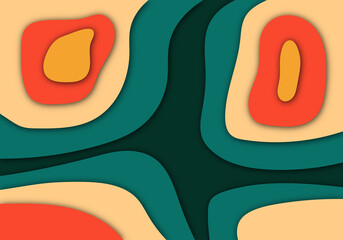 Stylish Modern 3D Paper Cut Art Template with Abstract Curve Shapes Background for Flyer, Banner, Presentation and Poster