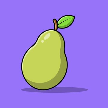 Pear Fruit Cartoon Vector Icon Illustration. Food Icon Concept Isolated Premium Vector.