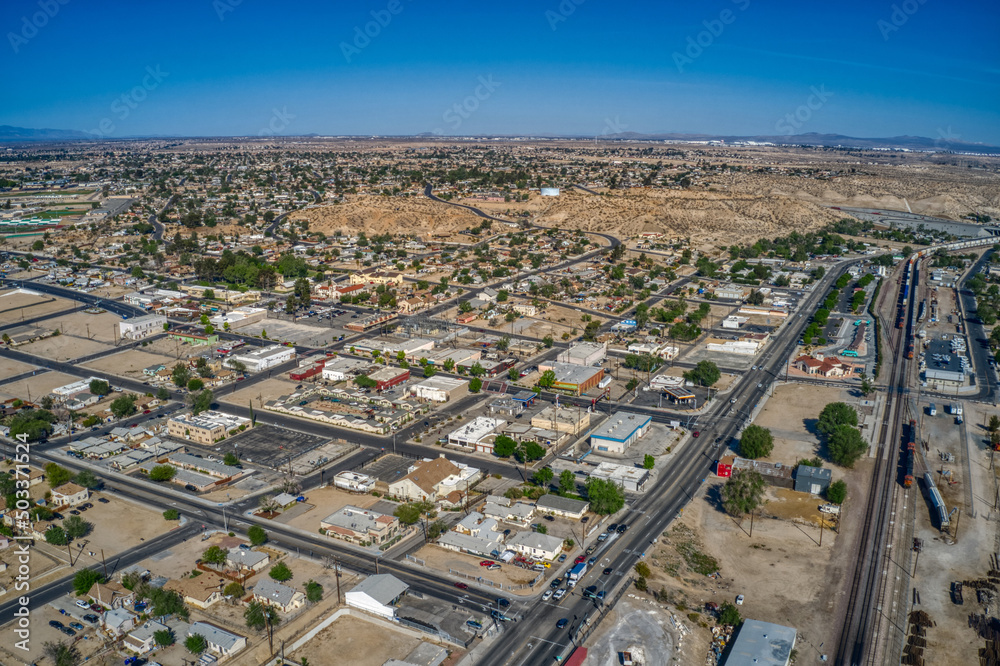 Wall mural aerial view of victorville, california along the historic route 66