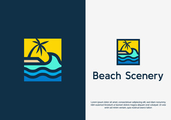 beach scenery logo design. logo template