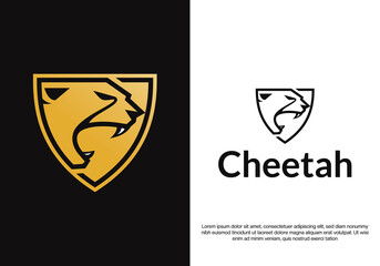 shield cheetah logo design. logo template © Rezaalfarid204